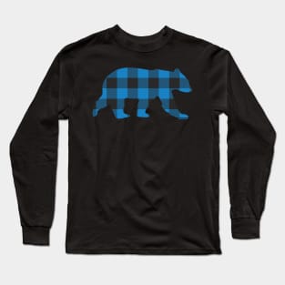 Gay Bear Blue Buffalo Check Plaid Bear | BearlyBrand Long Sleeve T-Shirt